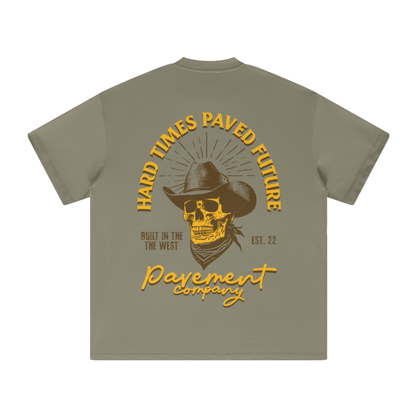 "BUILT IN THE WEST" OLIVE PVMNT TEE