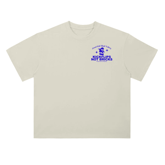 KICKFLIPS NOT BRICKS Drop shoulder Tee CRM