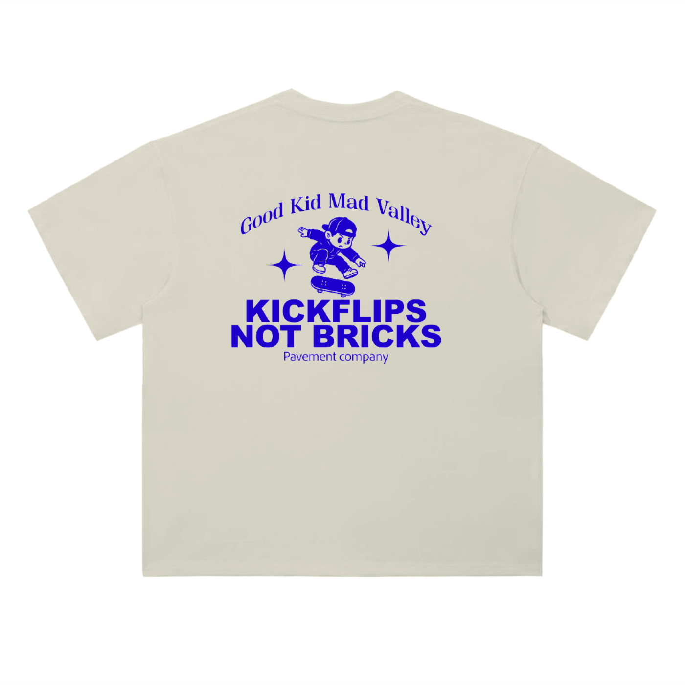 KICKFLIPS NOT BRICKS Drop shoulder Tee CRM